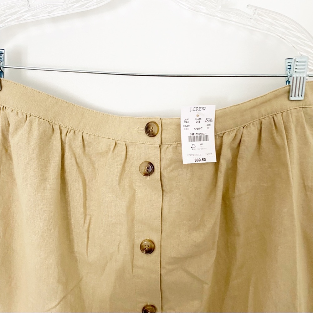 NWT J.Crew tan pink linen color block midi skirt Size XL - Picture 4 of 6
